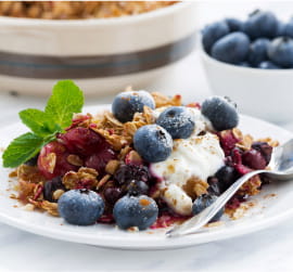 Warm banana blueberry crumble…