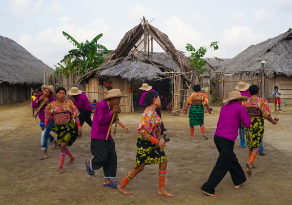 Costa rican locals dancing.